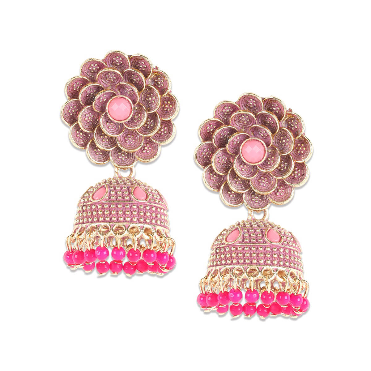Aatmana Traditional Gold Plated Enamelled Party Wear Jhumka Earring · One Size