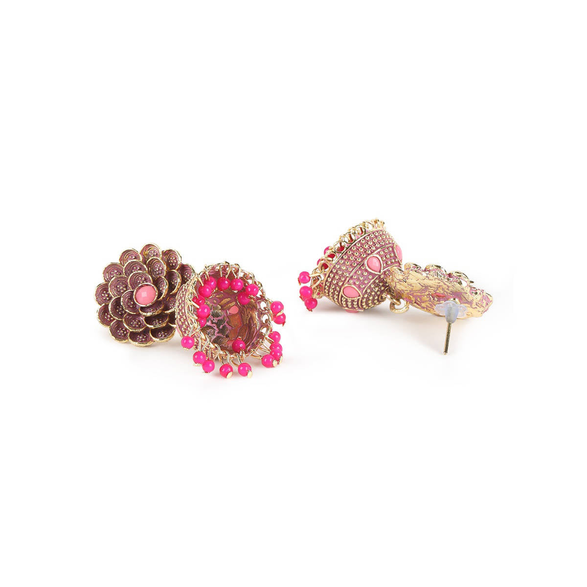 Aatmana Traditional Gold Plated Enamelled Party Wear Jhumka Earring