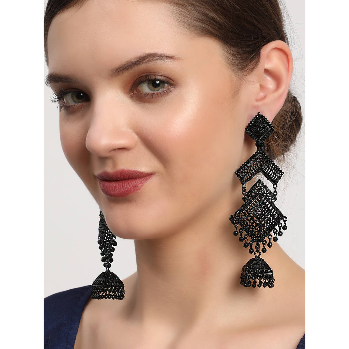 Aatmana Traditional Black Painted Enamelled Party Wear Earring