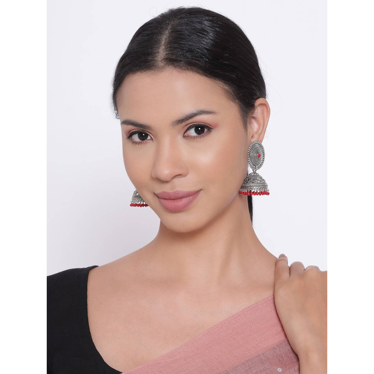 Aatmana Traditional Silver Plated Drop Jhumka Earring