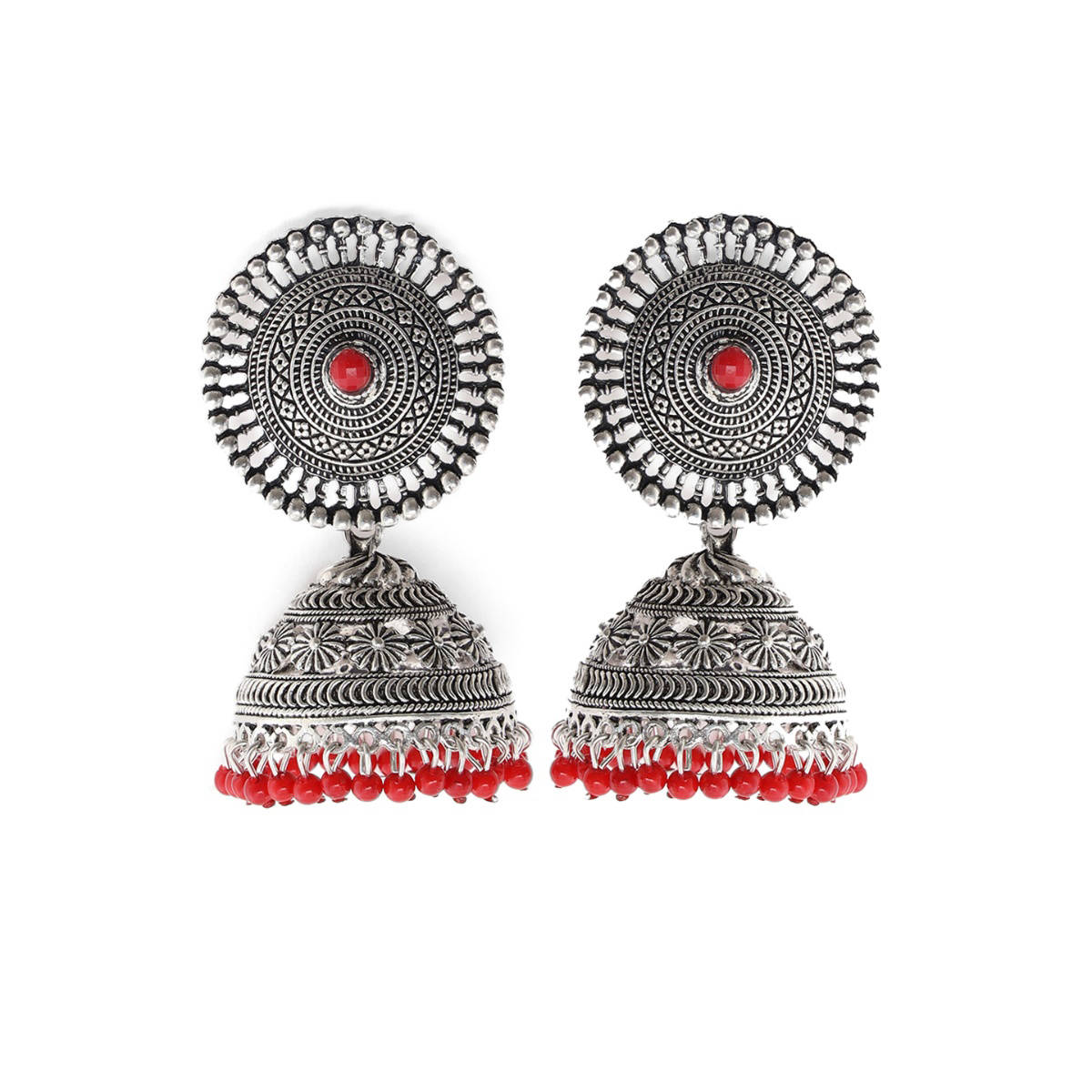 Aatmana Traditional Silver Plated Drop Jhumka Earring