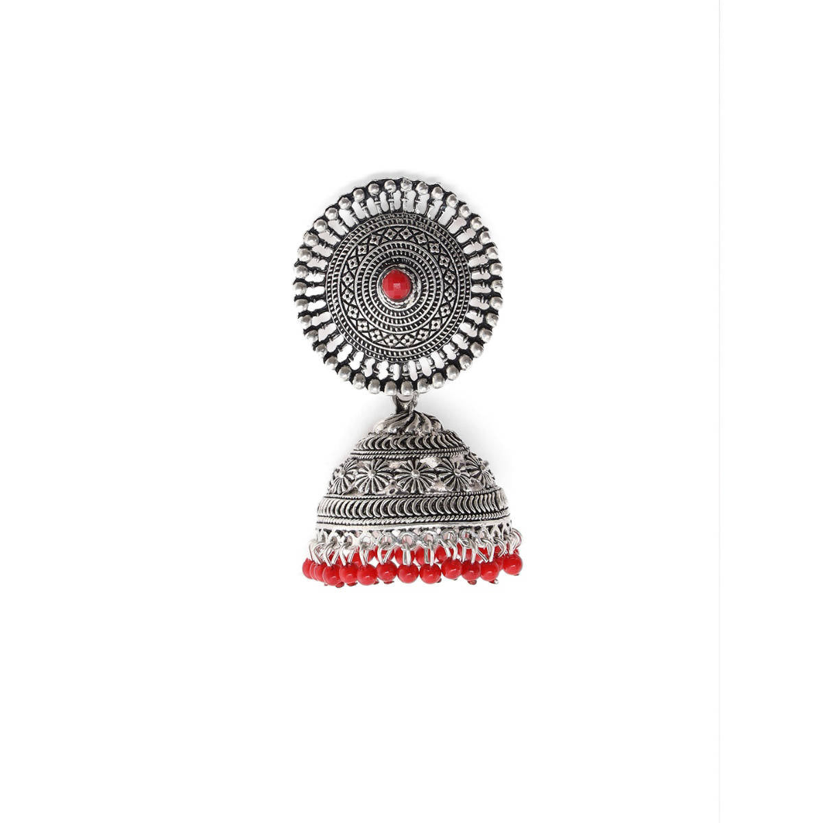 Aatmana Traditional Silver Plated Drop Jhumka Earring
