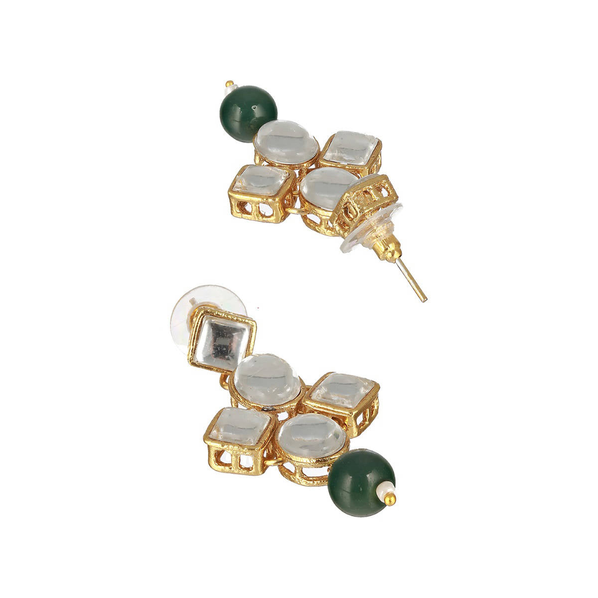Aatmana Gold Toned Kundan & Green Beads Jewellery Set