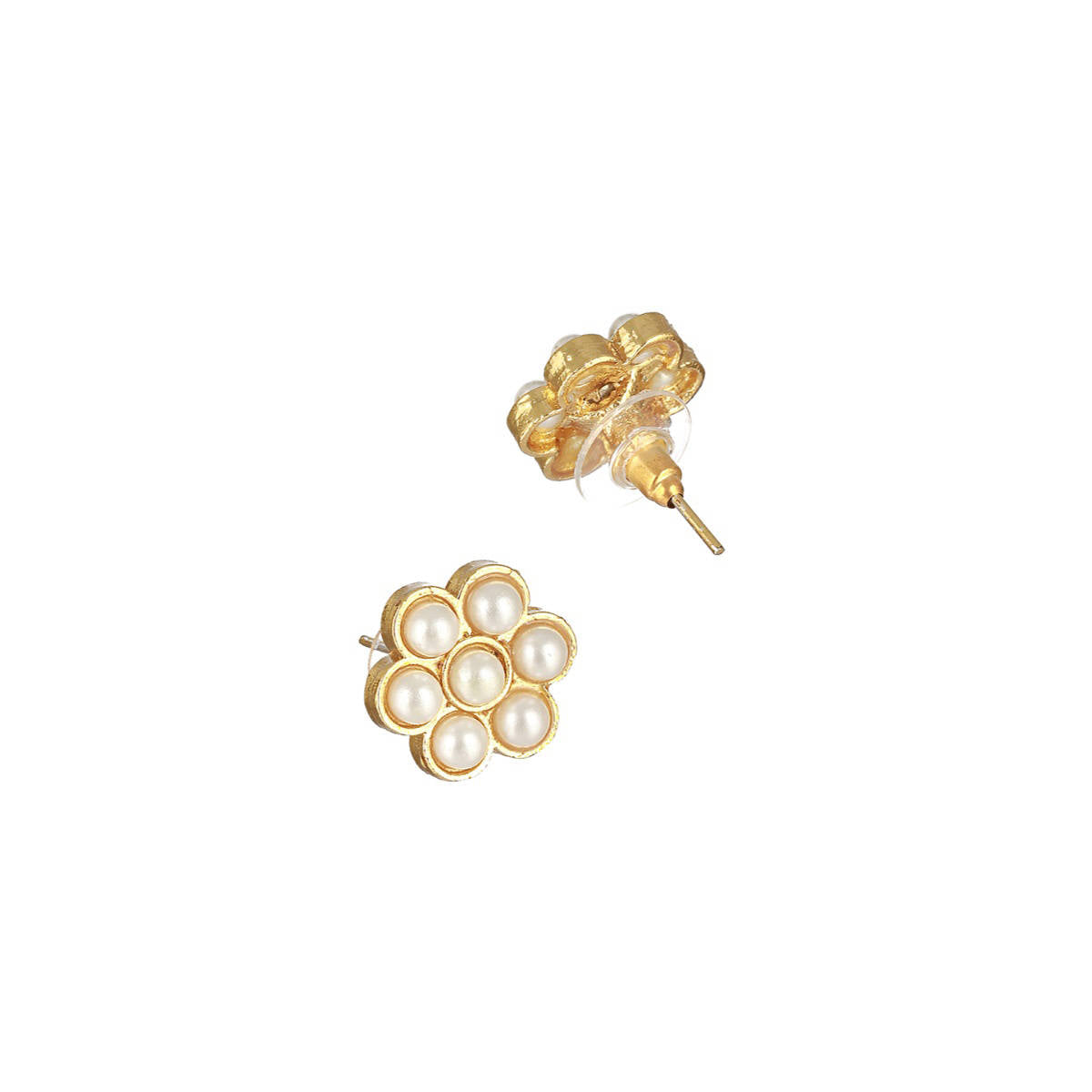 Aatmana White Gold Plated Studded Pearls Jewellery Set