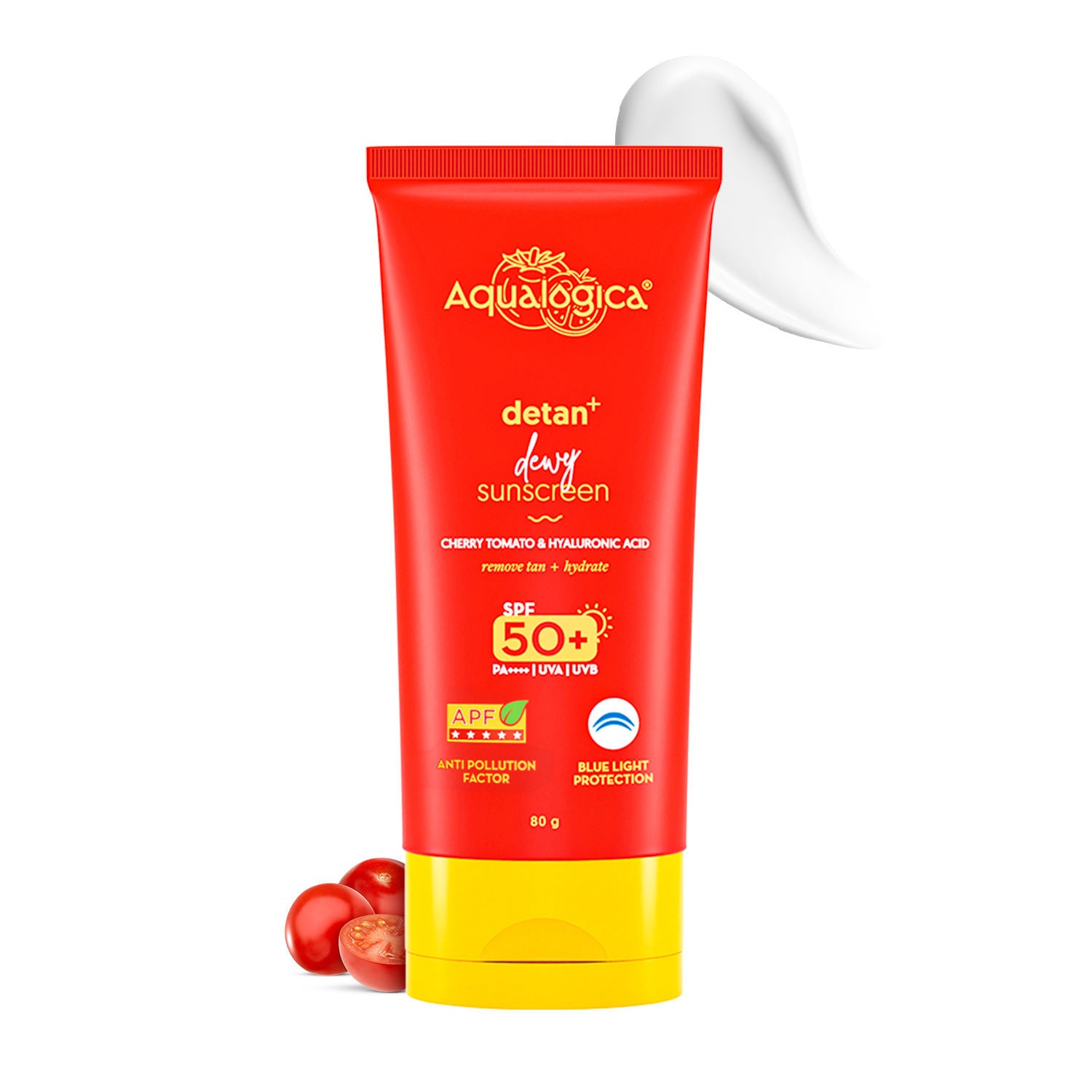 Aqualogica Detan+ SPF 50+ PA++++, Cherry Tomato, HA, APF, In-Vivo Tested (80g)