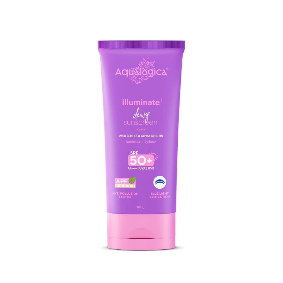 Aqualogica Illuminate+ SPF 50+ PA++++, Berries, Alpha Arbutin, APF, In-Vivo Tested (80 g)