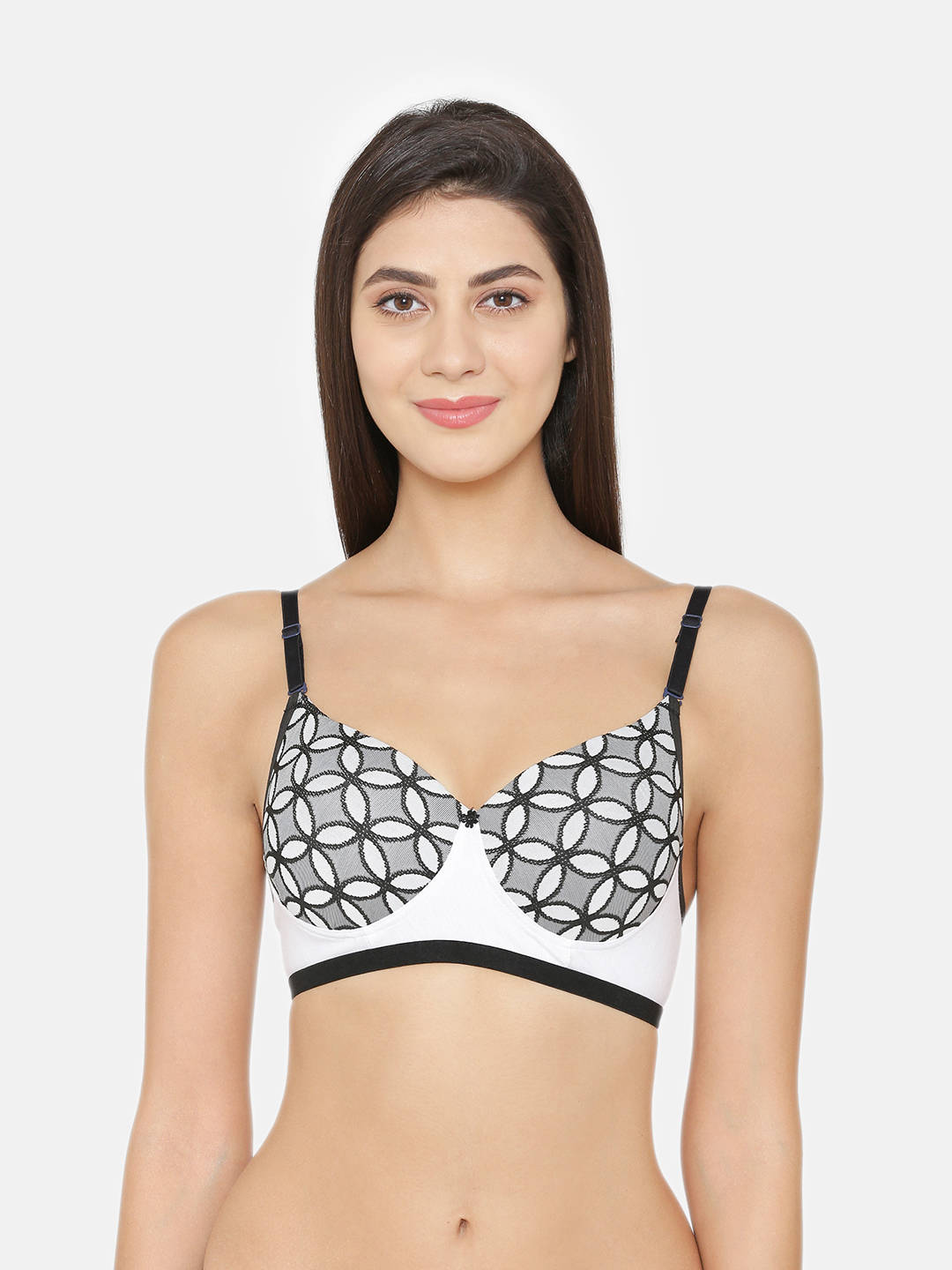 Abelino Printed Heavily Padded Push-up Bra - White (40B) · 40B