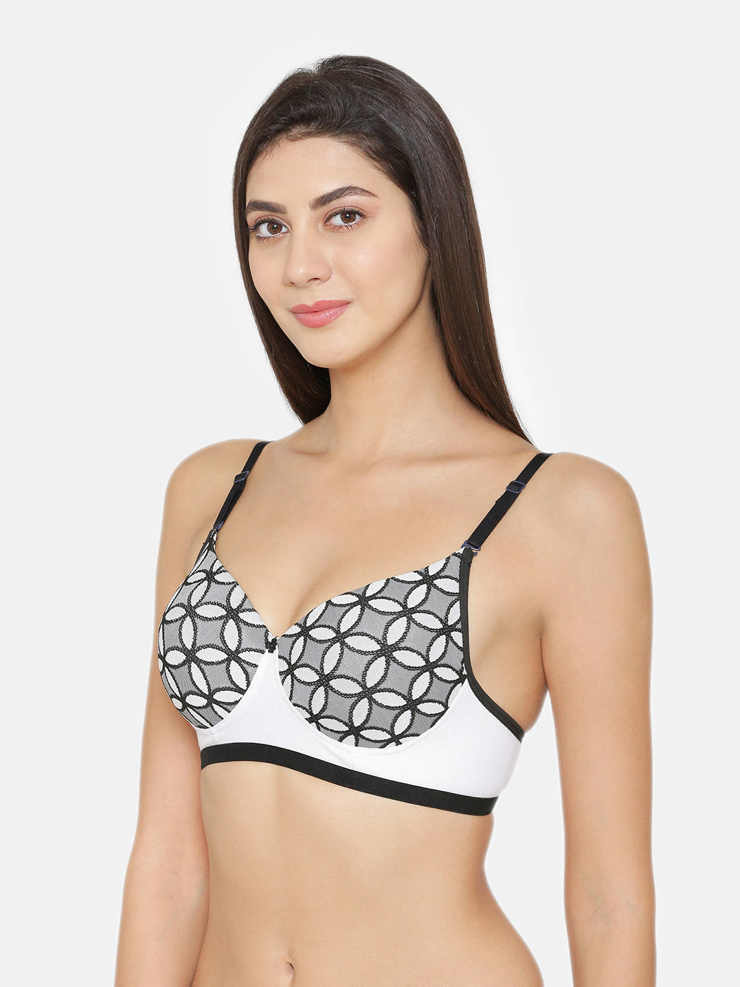 Abelino Printed Heavily Padded Push-up Bra - White (40B) · 40B
