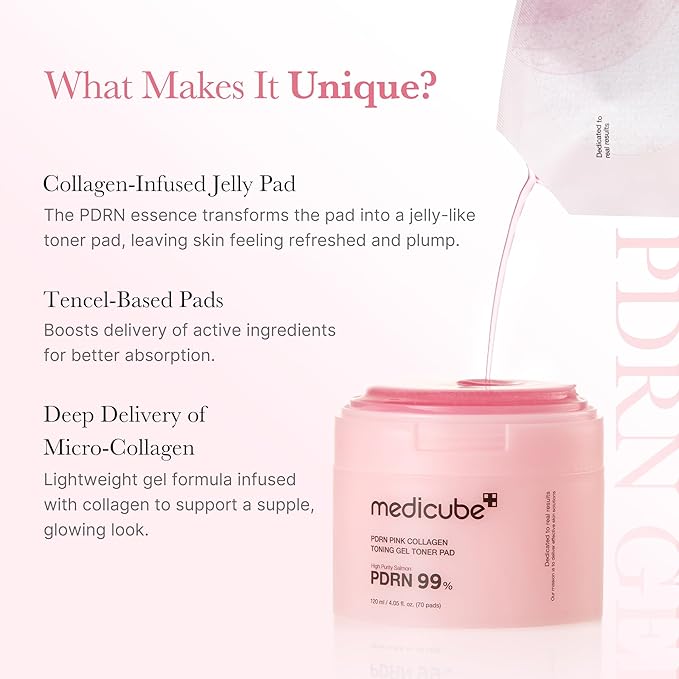Medicube PDRN Pink Collagen Toning Gel Toner Pad (70pcs)