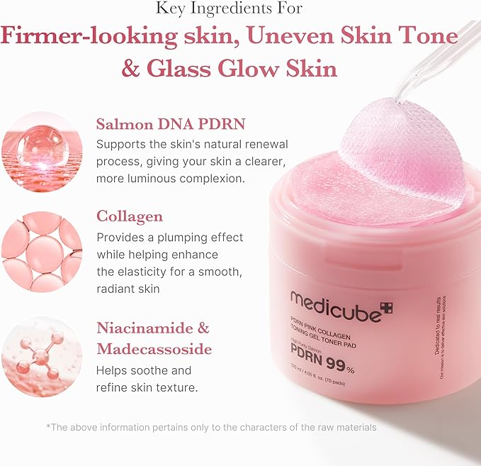 Medicube PDRN Pink Collagen Toning Gel Toner Pad (70pcs)