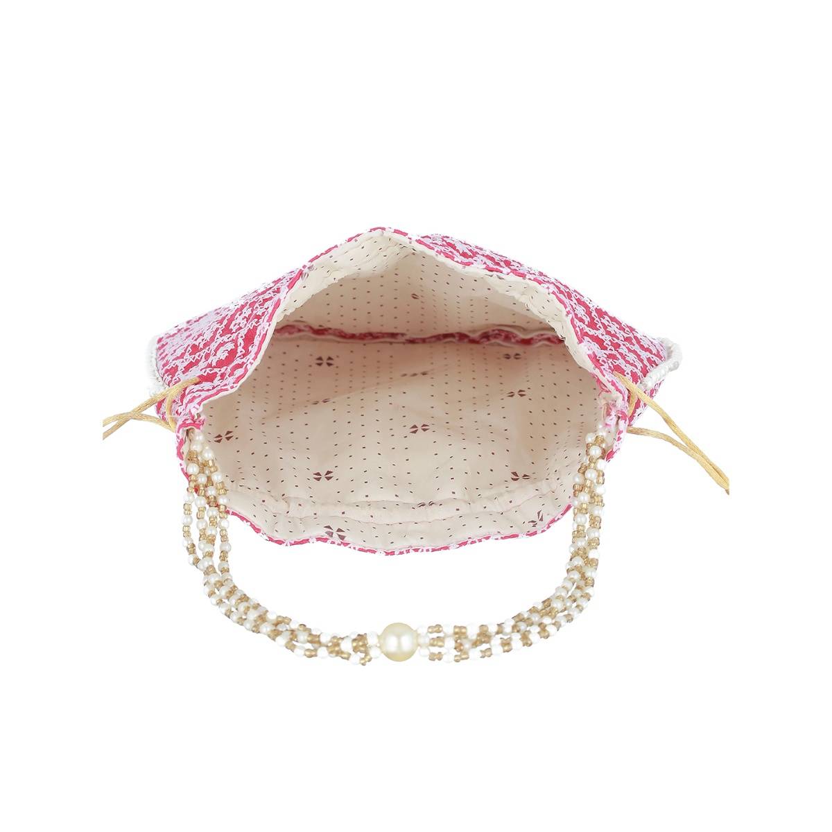 Aatmana Pink & Gold-Toned Chikan Embroidered Work Potlid Clutch