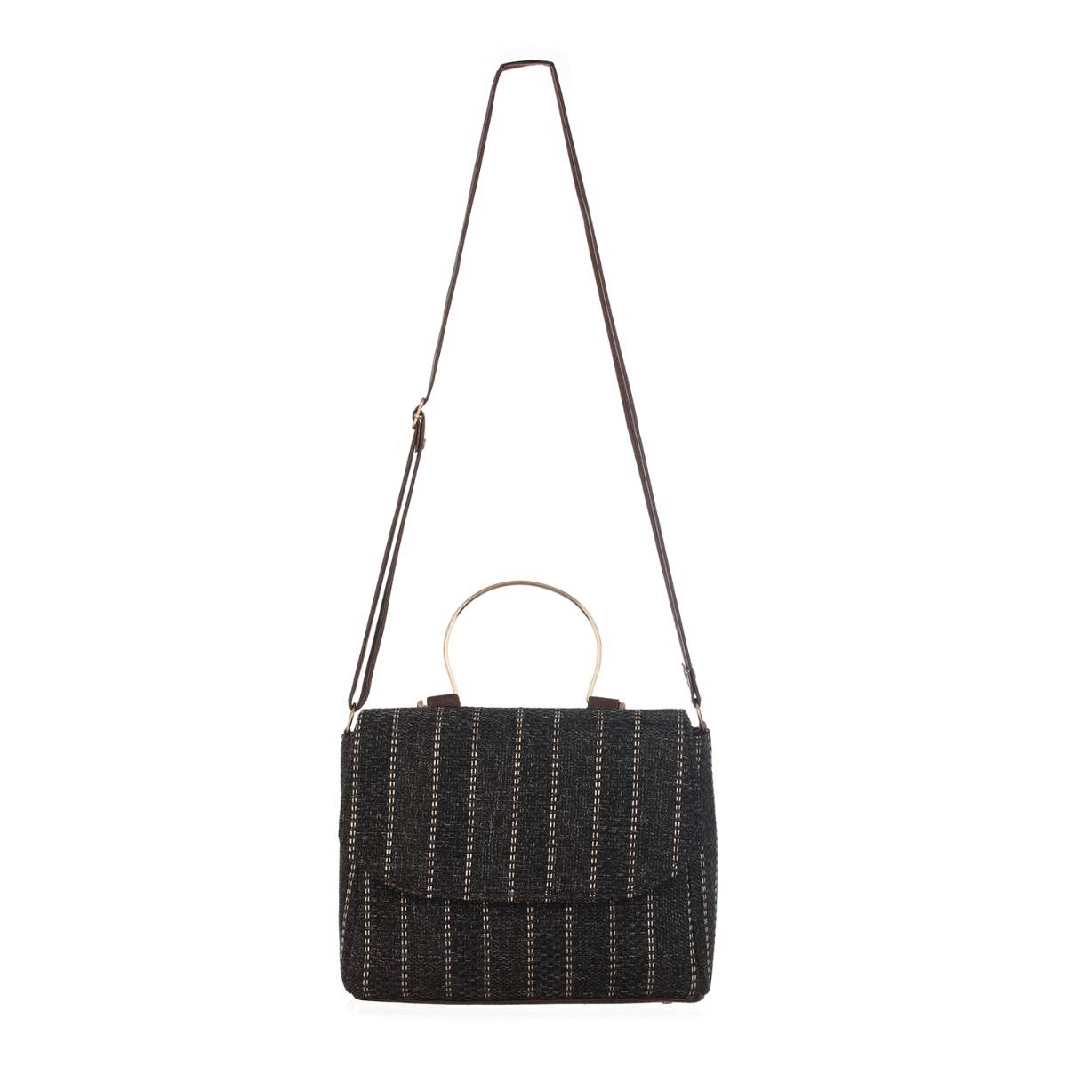 Aatmana Grey Black & White Striped Hand Bag
