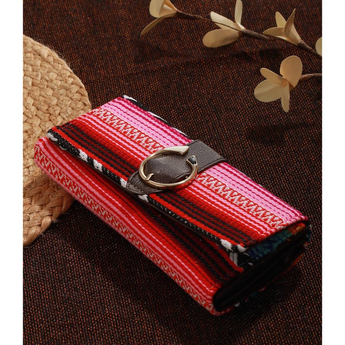 Aatmana Women Pink & Brown Printed Two Fold Wallet · Free Size