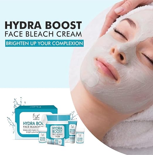 FYC PROFESSIONAL Hydraboost Face Bleach Cream Kit 270g Instant Glow & Skin Brightening Gentle Hair Lightening Hydrating Formula for Soft, Radiant Skin Suitable