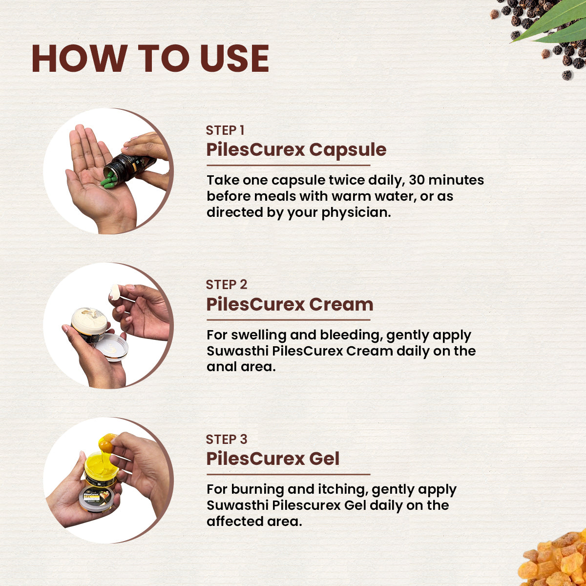 Suwasthi PilesCurex Kit - Natural Piles Relief Support