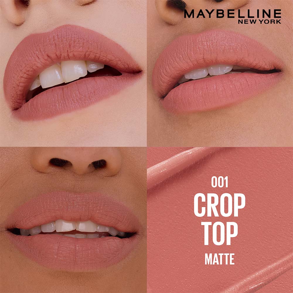 Maybelline Serum Matte Lipstick - 8Hr hydration, One-Swipe Bold Color - 001 Crop Top