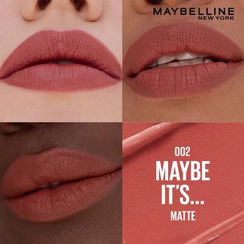 Maybelline Serum Matte Lipstick - 8Hr hydration, One-Swipe Bold Color - 002 Maybe It's