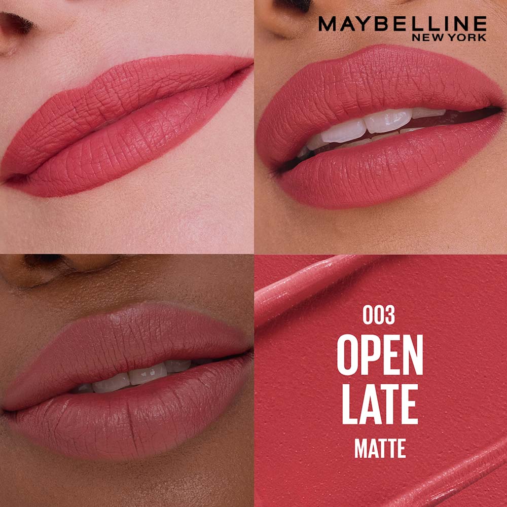 Maybelline Serum Matte Lipstick - 8Hr hydration, One-Swipe Bold Color - 003 Open Late