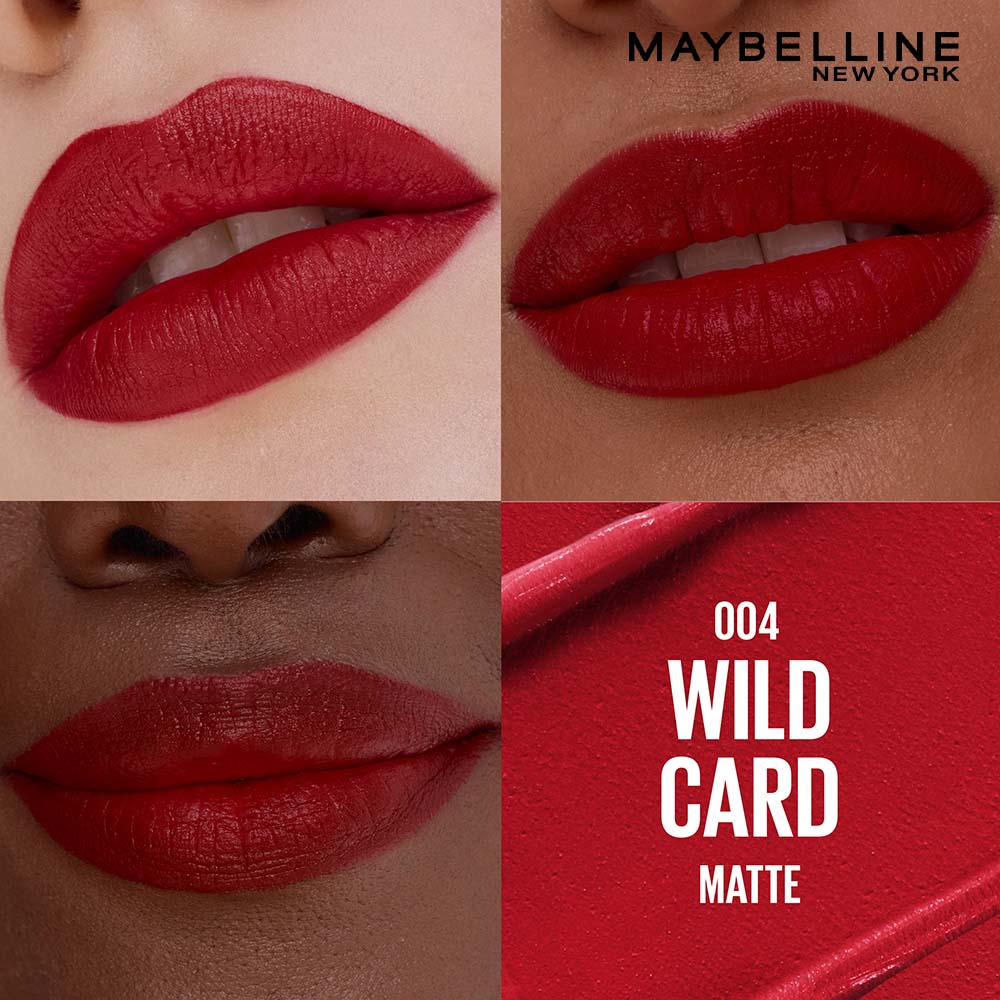 Maybelline Serum Matte Lipstick - 8Hr hydration, One-Swipe Bold Color - 004 Wild Card