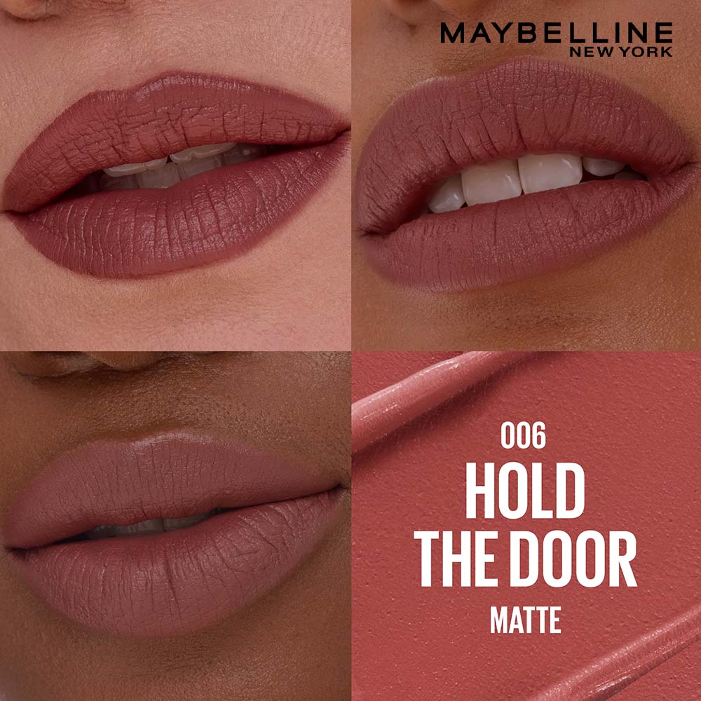 Maybelline Serum Matte Lipstick - 8Hr hydration, One-Swipe Bold Color - 006 Hold the Door