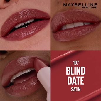 Maybelline Serum Satin Lipstick - 8Hr hydration, One-Swipe Bold Color - 107 Blind Date