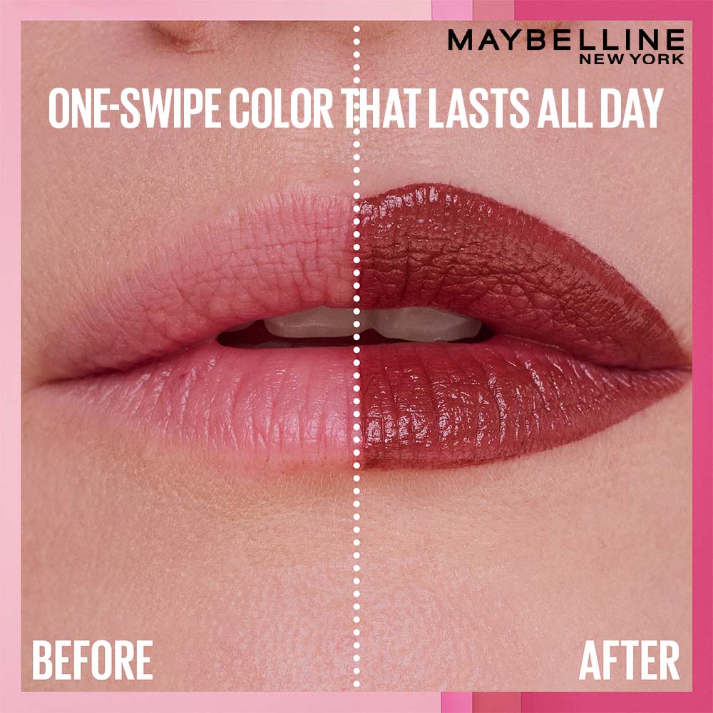Maybelline Serum Satin Lipstick - 8Hr hydration, One-Swipe Bold Color - 108 Fit Check