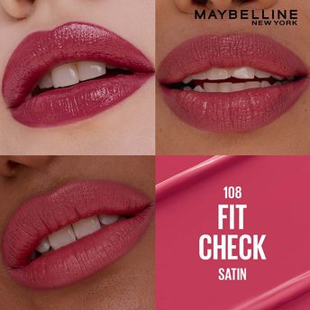 Maybelline Serum Satin Lipstick - 8Hr hydration, One-Swipe Bold Color - 108 Fit Check