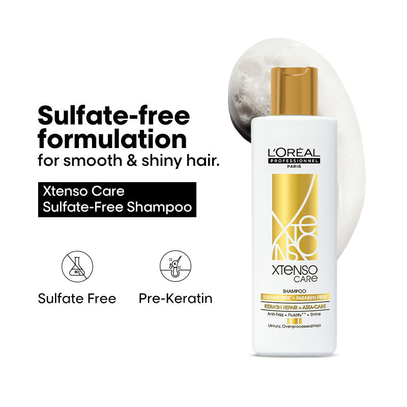 L'Oreal Professionnel Xtenso Care Sulfate-Free Shampoo, Frizz-Free & Shiny Hair With Pro-Keratin (250ml)