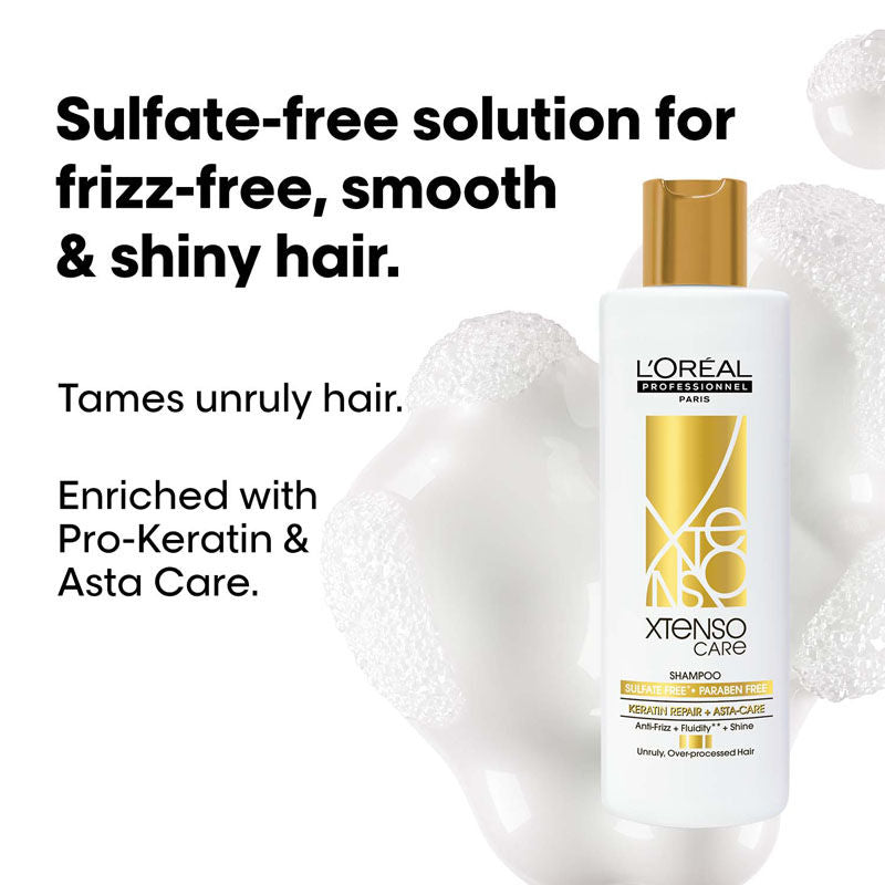 L'Oreal Professionnel Xtenso Care Sulfate-Free Shampoo, Frizz-Free & Shiny Hair With Pro-Keratin (250ml)