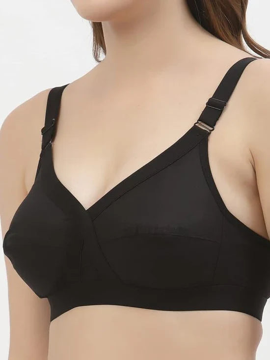 floret Women's Cotton Non-Padded Non-Wired Regular Crossfit Bra 34(C) / BLACK