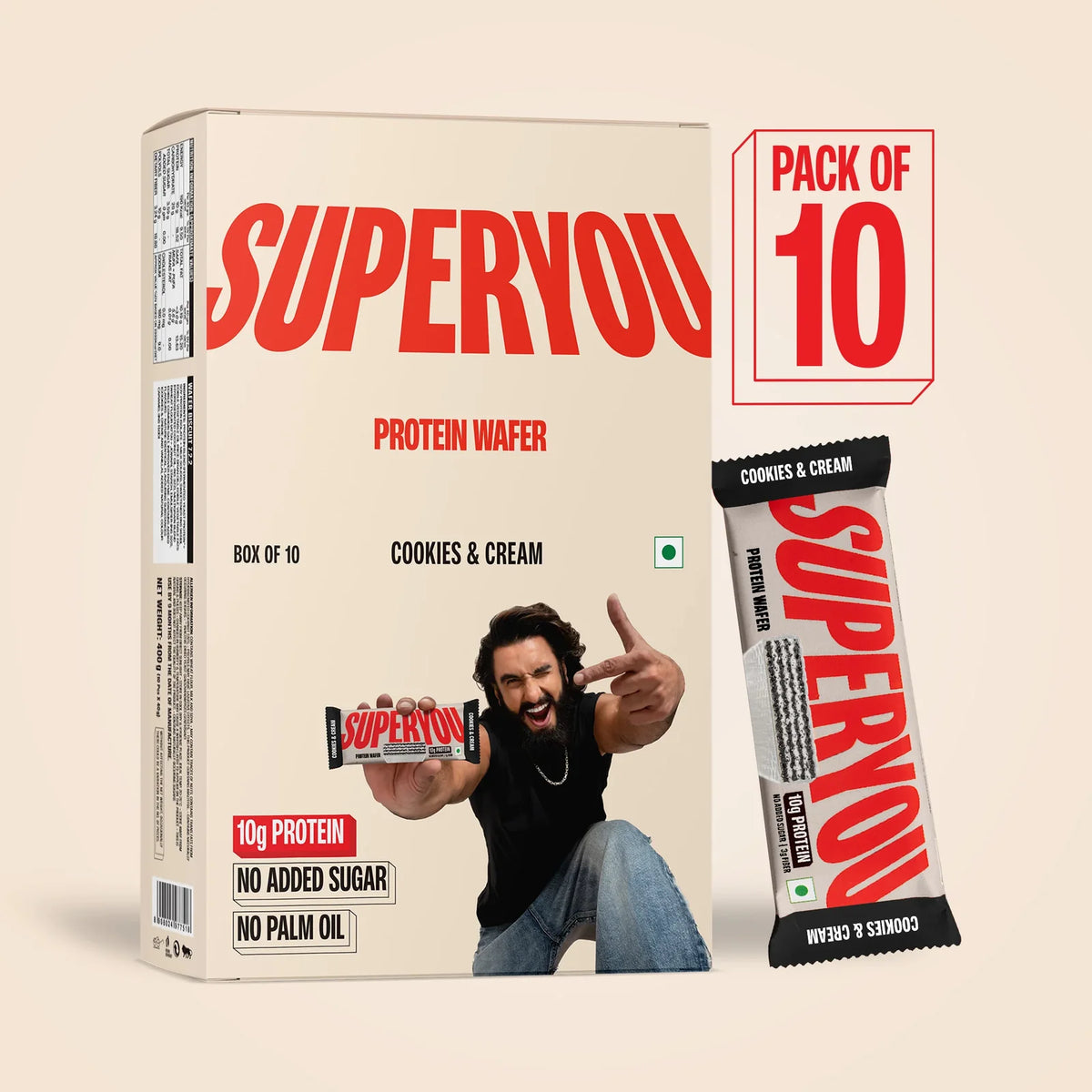 Super you Cookies & Cream Protein Wafers - Pack of 10