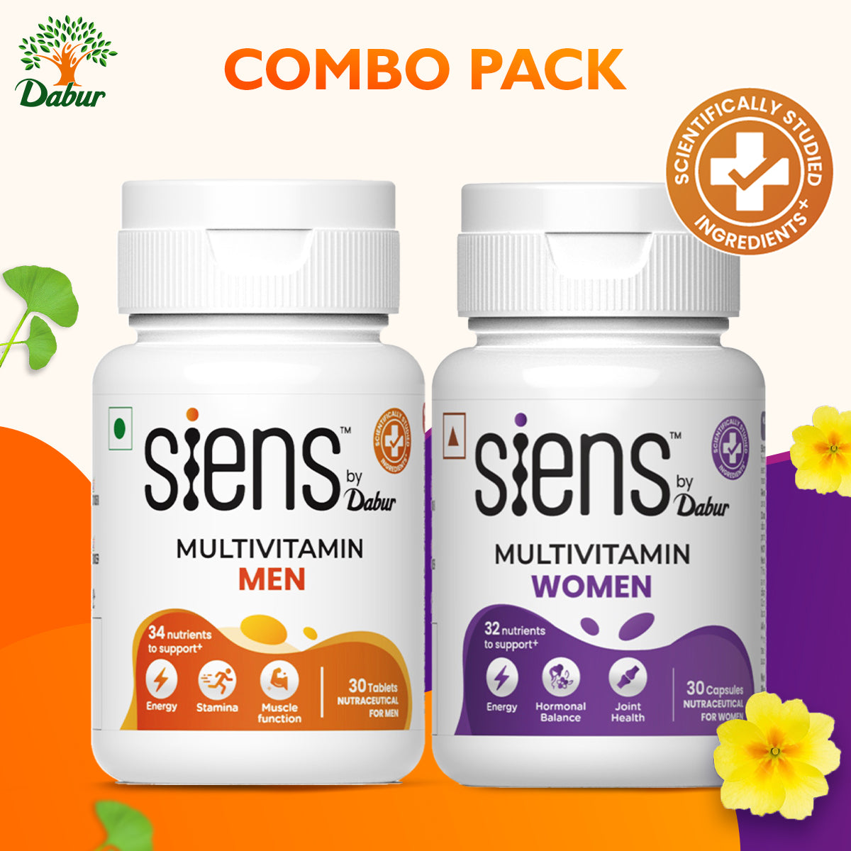 Dabur Siens by Dabur Daily Vitality Combo - Multivitamin for Men, 30 tablets & Multivitamin for Women, 30 tablets Combo