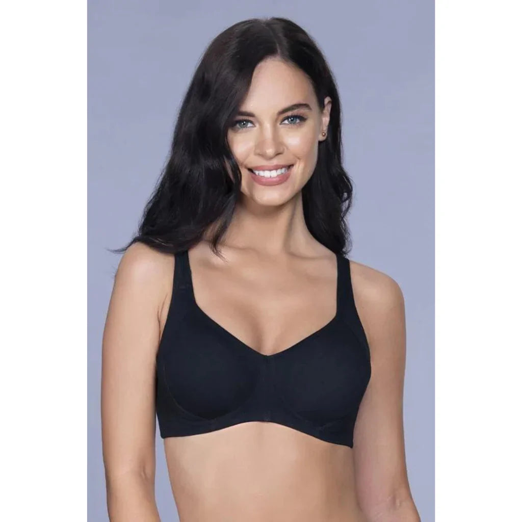 AMANTE-BRA10421 Cool Contour Non-Padded Bra with Aloe Finish 32B / BLACK