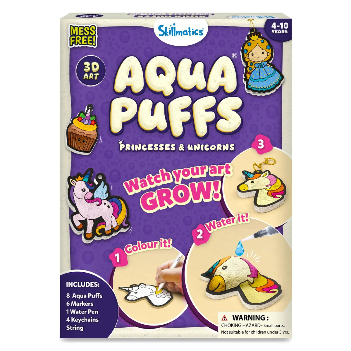 Skillmatics Aqua Puffs: Princesses & Unicorns | 3D Art Kit | Gifts for Girls Ages 4-10