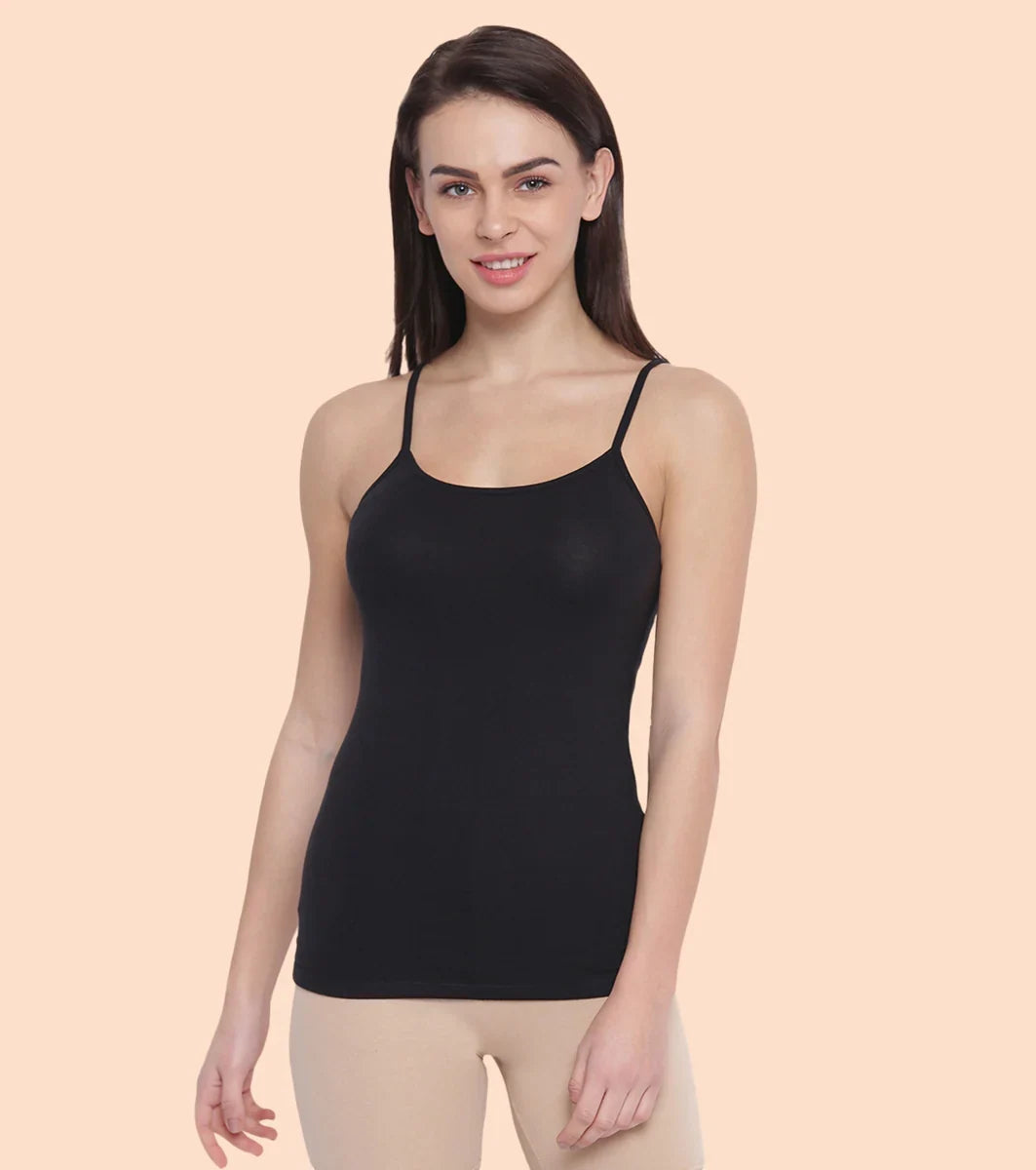 Enamor Essentials Stretch Cotton Camisole for Women | E001 S / Black