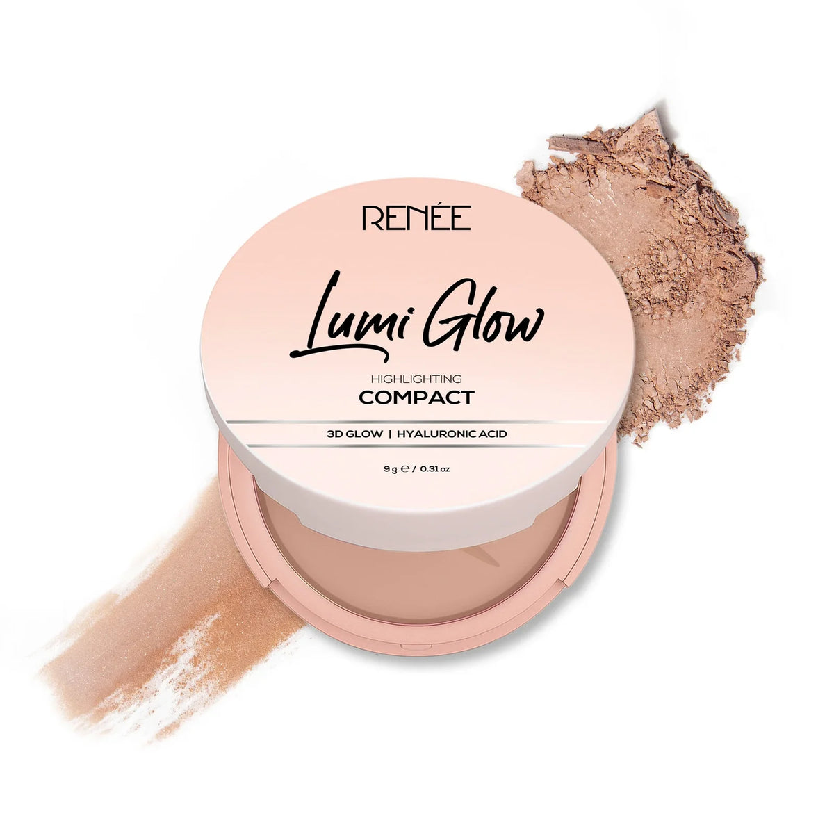 RENEE Lumi Glow Highlighting Compact with 3D Glow For Luminous Skin 9g Satin Beige