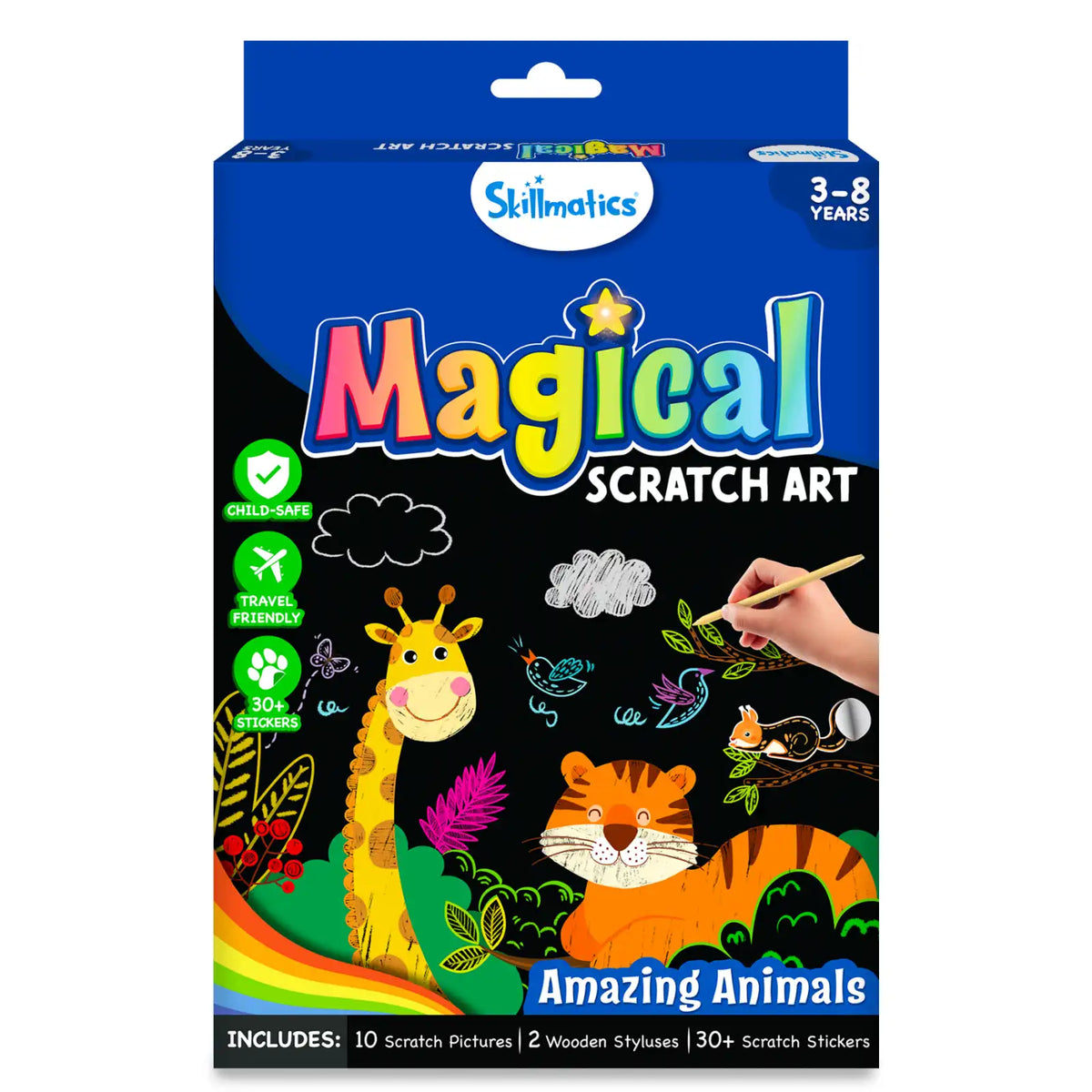 Skillmatics Travel Friendly Magical Scratch Art Book: Amazing Animals (ages 3-8)