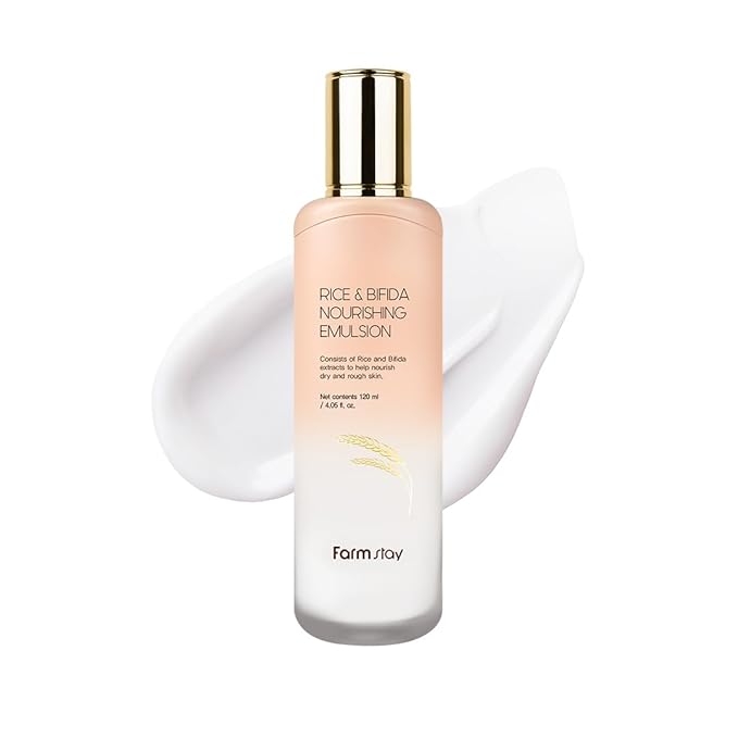FARMSTAY Rice & Bifida Nourishing Emulsion, Dark Spots Correcting Remover with Niacinamide, Hydrating & Smoothing Rice Moisturizer for Glow Skin, for Women & Me