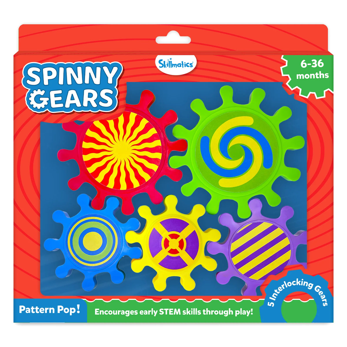 Skillmatics Spinny Gears: Pattern Pop | 5 Interlocking Gears (Ages 6-36 months)
