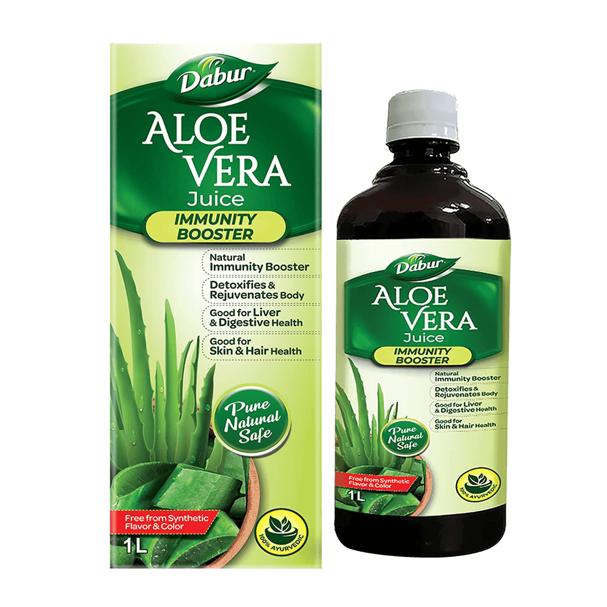 Dabur Aloe Vera Juice | For Immunity, Detoxification, Digestion, Skin & Hair Pack of 2 (1L)