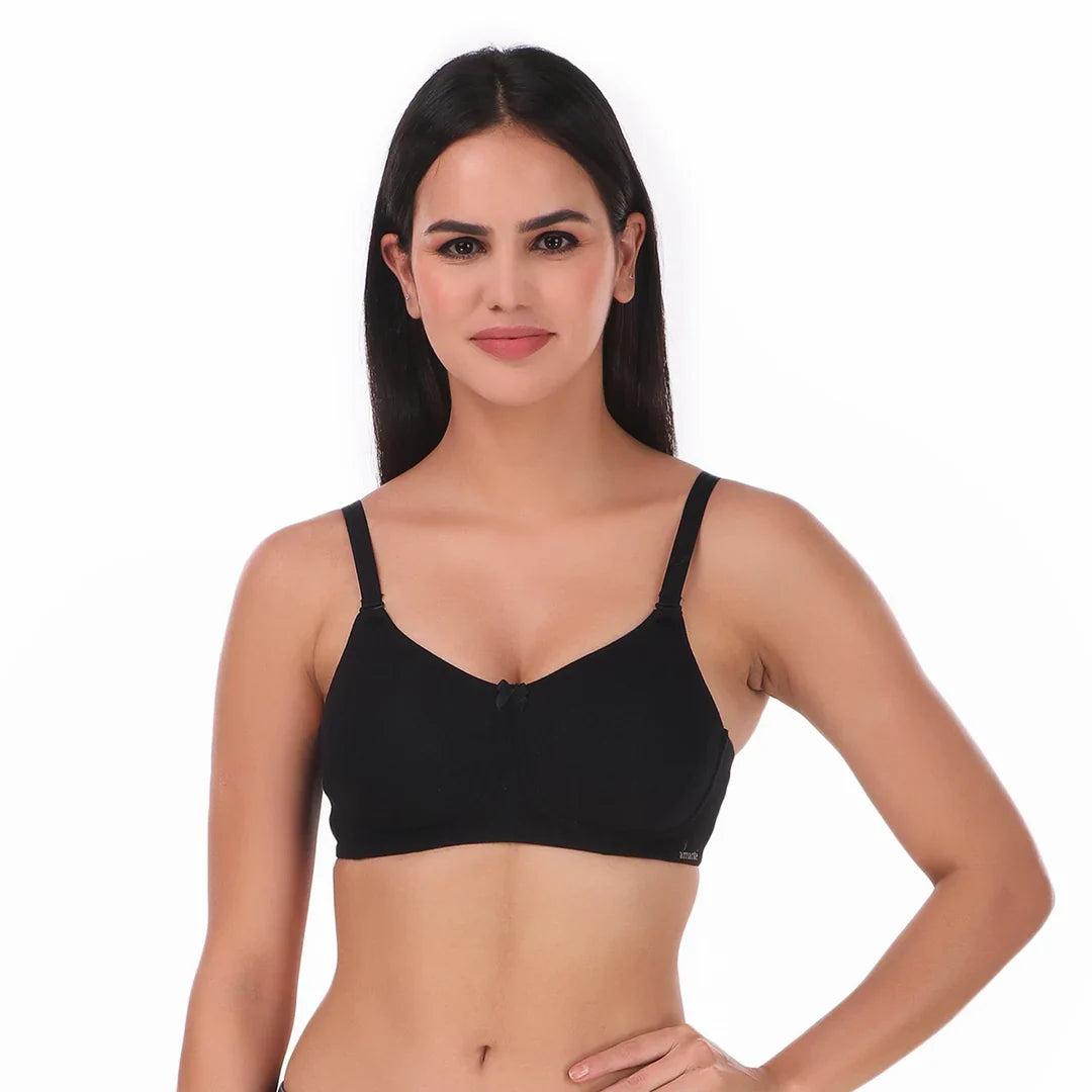 AMANTE-BRA75301 Essential Comfort Non-Padded Non-Wired Bra 32B / BLACK