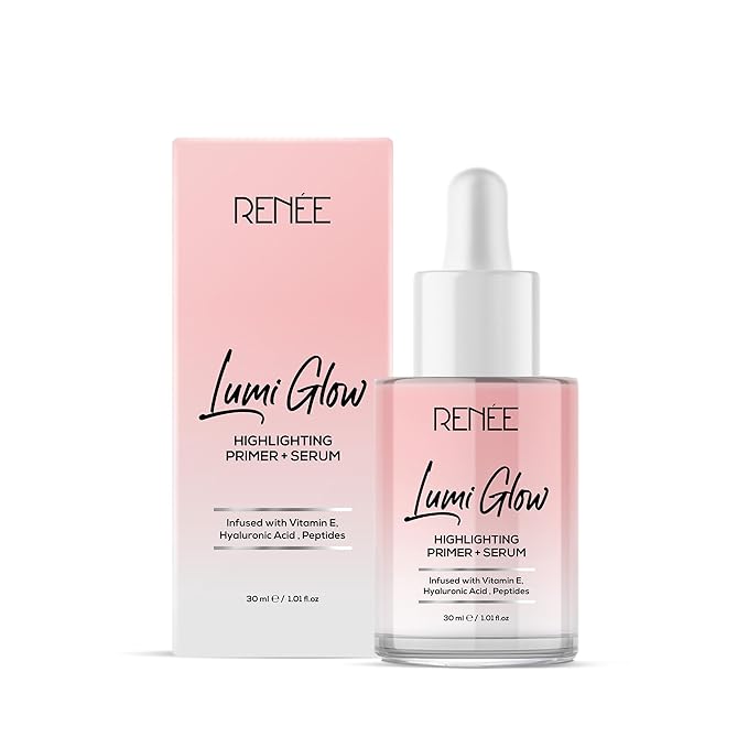RENEE Lumi Glow Highlighting Primer + Serum | Hydrates, Promotes Even Skin Texture | Gives Luminous, 3D Glow | With Hyaluronic Acid, Peptides & Vitamin E | Base