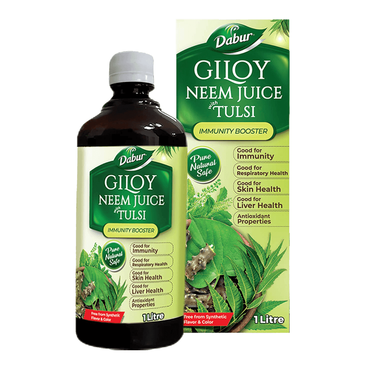 Dabur Giloy Neem Tulsi Juice for Immunity, Respiratory, Skin & Liver Health Pack of 2 (1L)