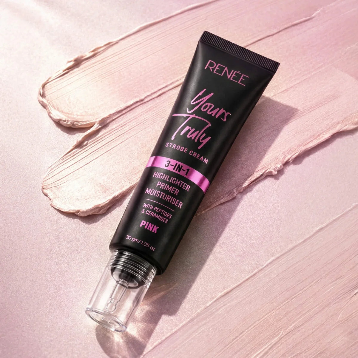 RENEE Yours Truly Strobe Cream | 3-In-1 Highlighter, Primer & Moisturiser, 30g Pink