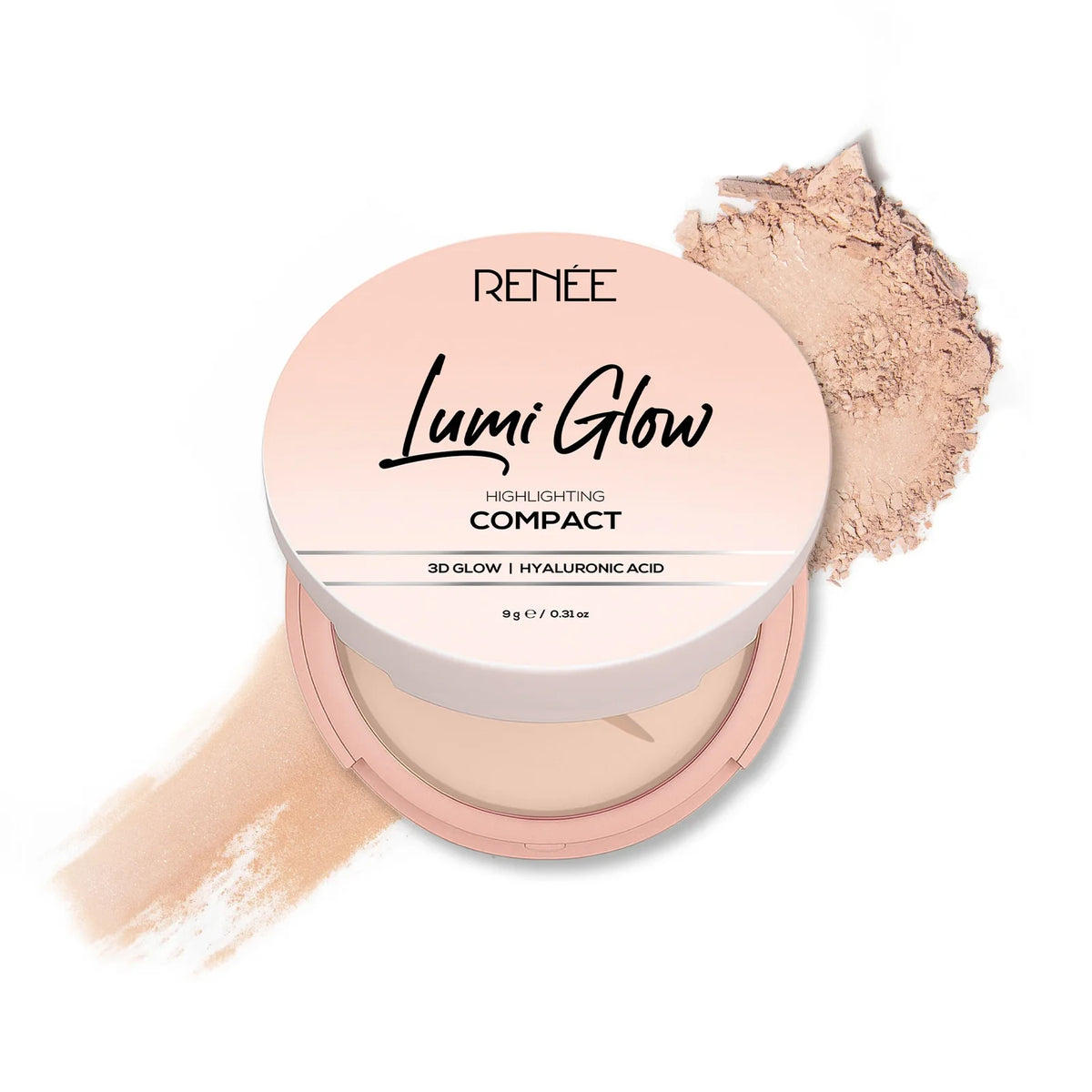 RENEE Lumi Glow Highlighting Compact with 3D Glow For Luminous Skin 9g Satin Beige