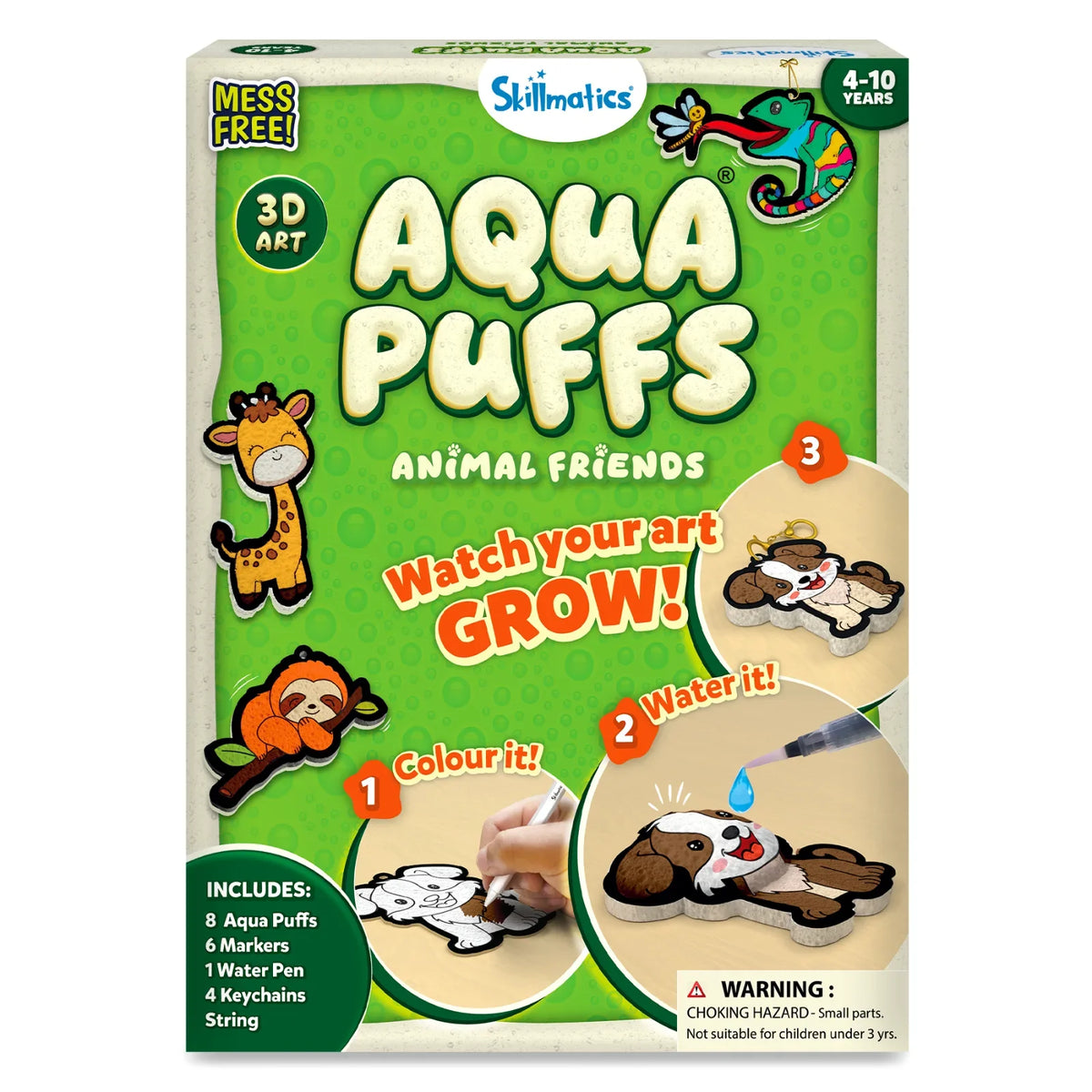 Skillmatics Aqua Puffs: Animal Friends | 3D Art Kit | Gifts for Ages 4-10