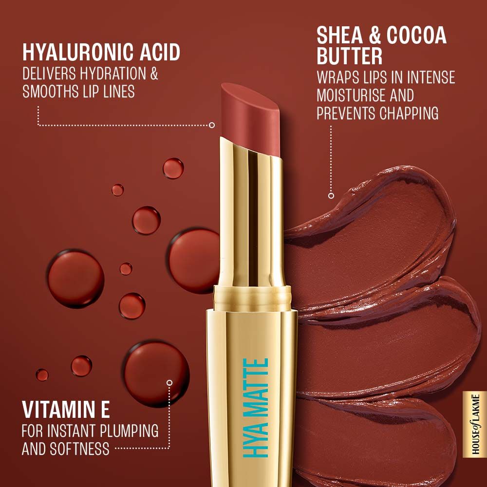 Lakme 9to5 Hya Matte Hydrating Lipstick With Hyaluronic Acid For 14Hr Long Stay Workday Rose