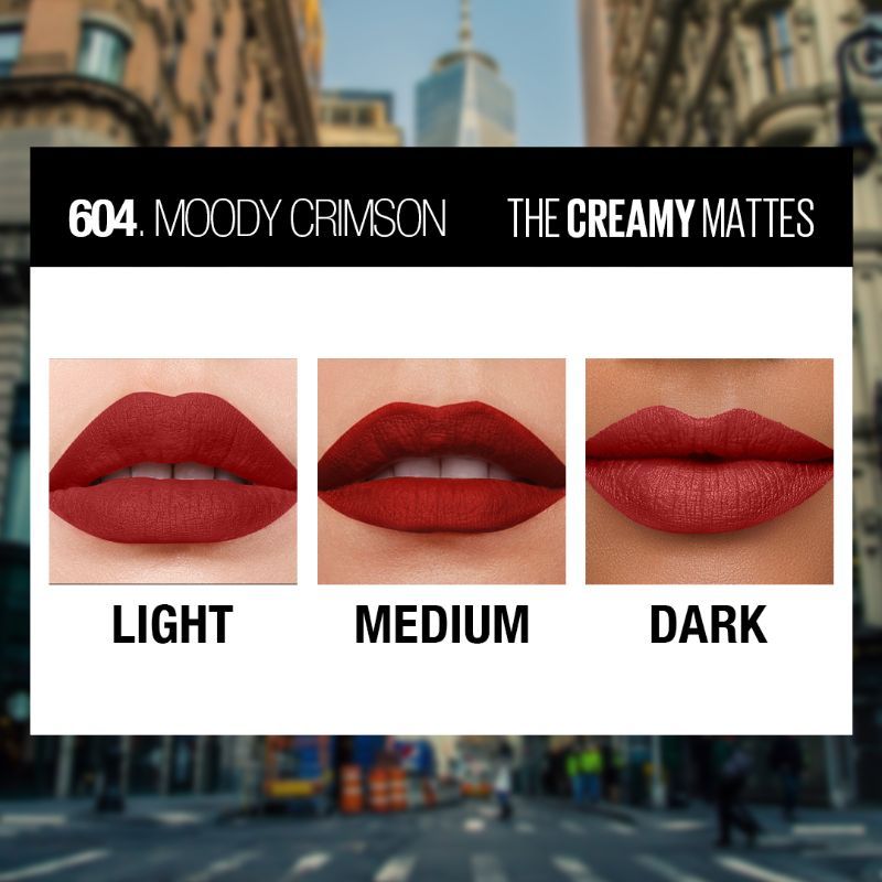 Maybelline New York Color Sensational Creamy Matte Lipstick - 604 Moody Crimson