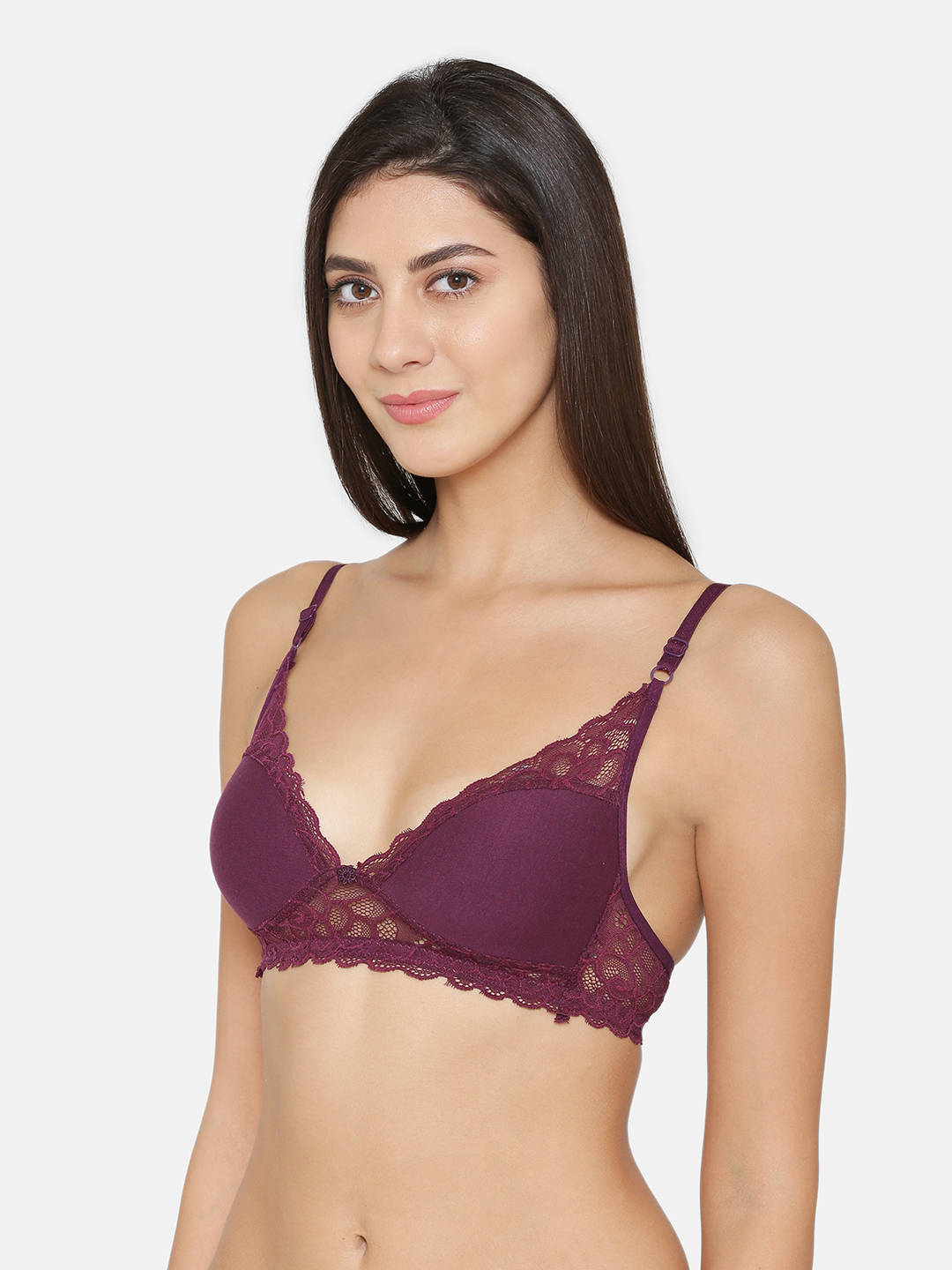 Abelino Purple Non-Wired Non Padded half coverage Lace Bra - Purple (36B) · 36B