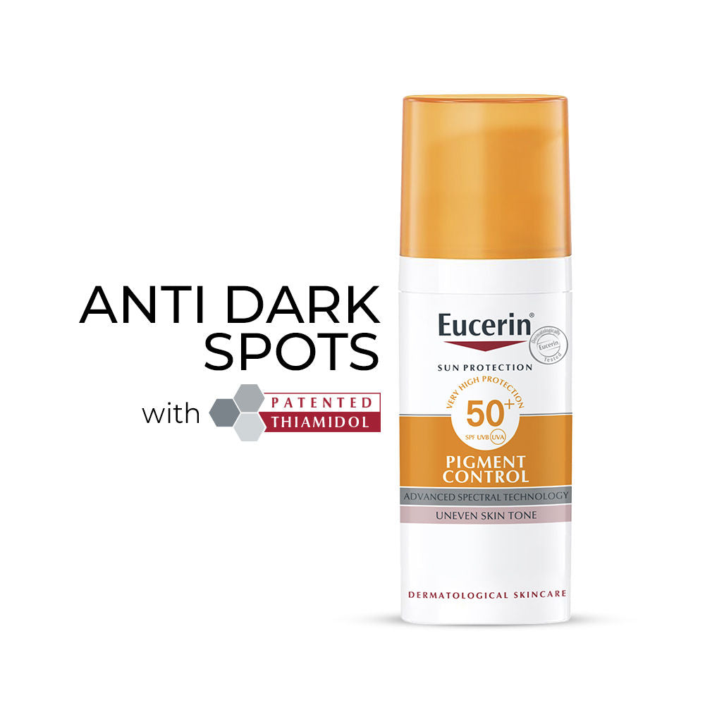 Eucerin Pigment Control Sunscreen Fluid SPF50+ Has Thiamidol Prevent & Reduce Darkspot Is Nonsticky (50ml)